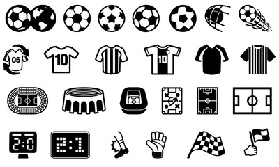 Football symbol collection. soccer glyph bundle