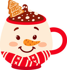 Christmas coffee cup of hot chocolate and cookies