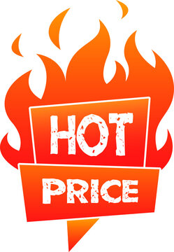 Promo label super deal, hot price label with flame