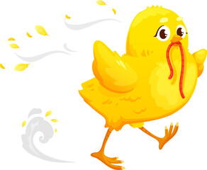 Chicken play with worm bird cartoon characters