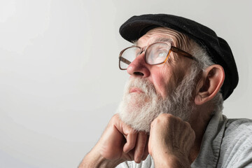 Obraz premium Older Man Wearing Glasses and Hat in Simple Attire for Everyday Wear