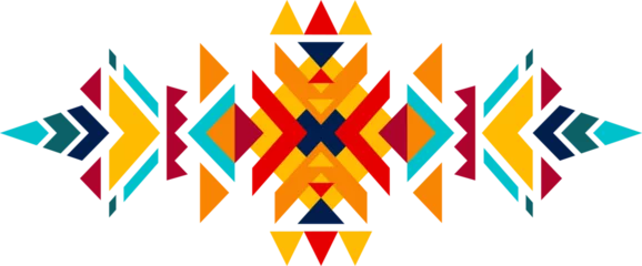 Fotobehang Boho Mexican folk decor motif, aztec tribal pattern