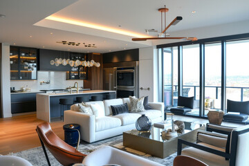 Spacious Living Room With Furniture and Large Window