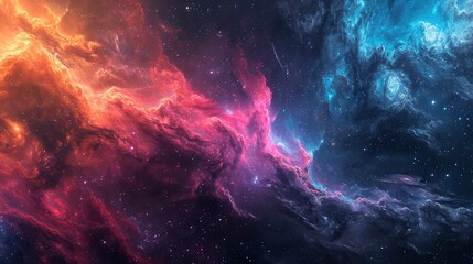 Fototapeta premium Glowing huge nebula with young stars. Space background.