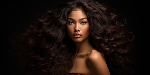 Fototapeta premium The elegant African model sports a stunning long hairstyle.