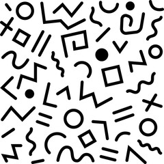 Square with geometric shapes, Memphis element