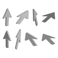 Set of cursor arrows in 3D style. Vector illustration. EPS 10.