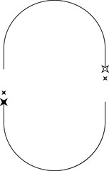 Oval geometric figure frame with stars