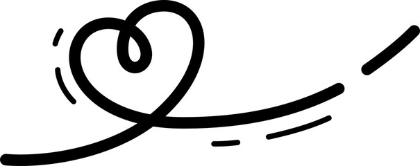 Scribble with heart, movement doodle line