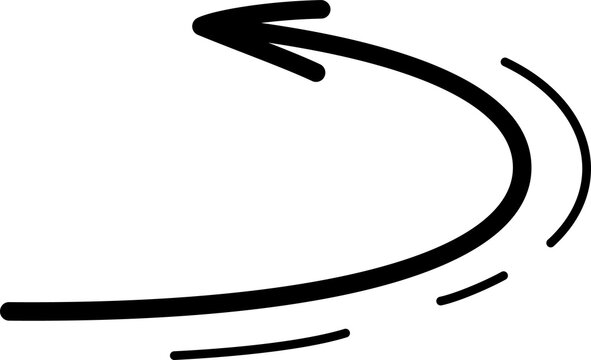 Hand drawn motion line, arrow to left