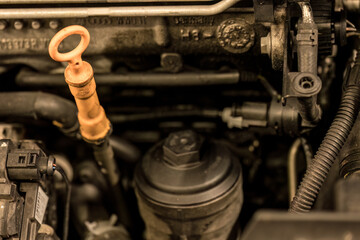 Car Engine Oil Dipstick Detail