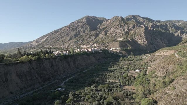 Drone footage of Niguelas, Sierra Nevada, Granada, Spain