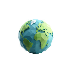 Stylized Earth Globe With Abstract Geometric Design, 3D Render on transparent Background