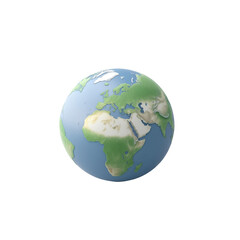 3D Earth Globe With Detailed Geographical Features on transparent Background