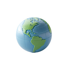 Naklejka premium 3D render illustration of Earth Globe With Detailed Geographical Features on transparent Background