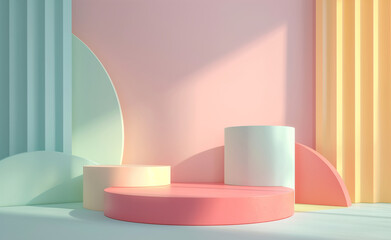 Stand podium wall scene pastel color background