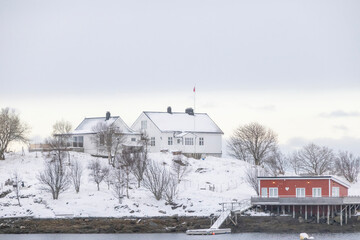 House in winter on a smal island,Helgeland