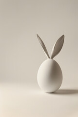 Obraz premium 3d mockup in white colour for easter with bunny, copy space