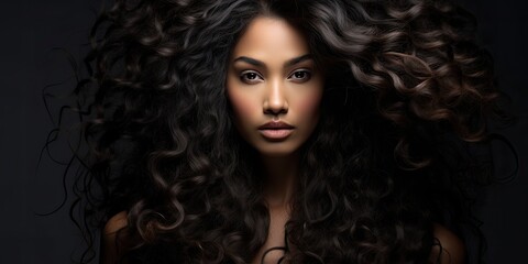 Fototapeta premium The elegant African model sports a stunning long hairstyle.