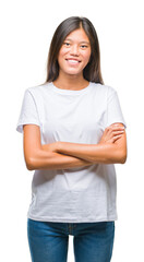 Young asian woman over isolated background happy face smiling with crossed arms looking at the camera. Positive person.