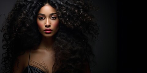 Fototapeta premium The elegant African model sports a stunning long hairstyle.