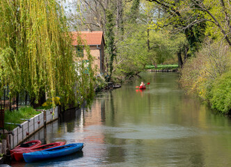 canoe on the spreewald river in germany