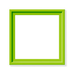 Green square picture frame. Minimalistic detailed photo realistic frame. Graphic design element for scrapbooking, art work presentation, web, flyers, posters. Vector illustration.