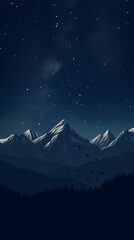 Stars Above Mountain Range at Night
