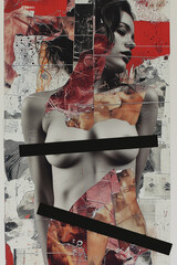 Collage of a scrap of different photos, concept art art portrait of a woman