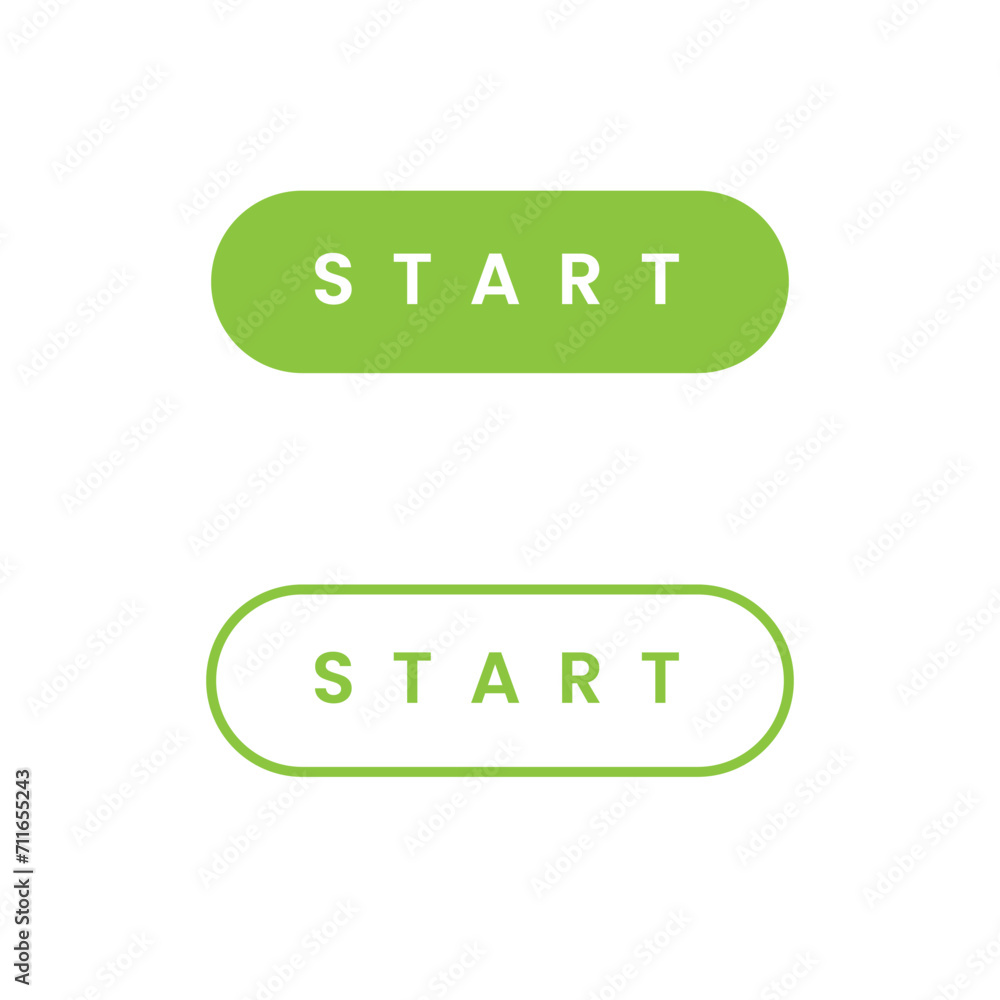 Poster start button green color vector icon set