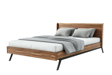 Fototapeta na wymiar Wooden Headboard and Footboard Bed