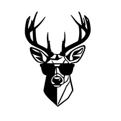 Deer With Sunglasses Logo SVG Black and White Illustration Art Generative AI.