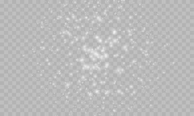 Magic bokeh background: white light dust png, shining bokeh lights on glitter dust, sparkling bokeh confetti and sparkles overlay texture for your design, shrouded in abstract highlights.