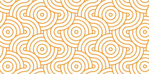 Modern diamond geometric ocean spiral pattern and abstract circle wave line. Brown seamless tile stripe geometric overlapping create retro square line backdrop pattern background. Overlapping Pattern.