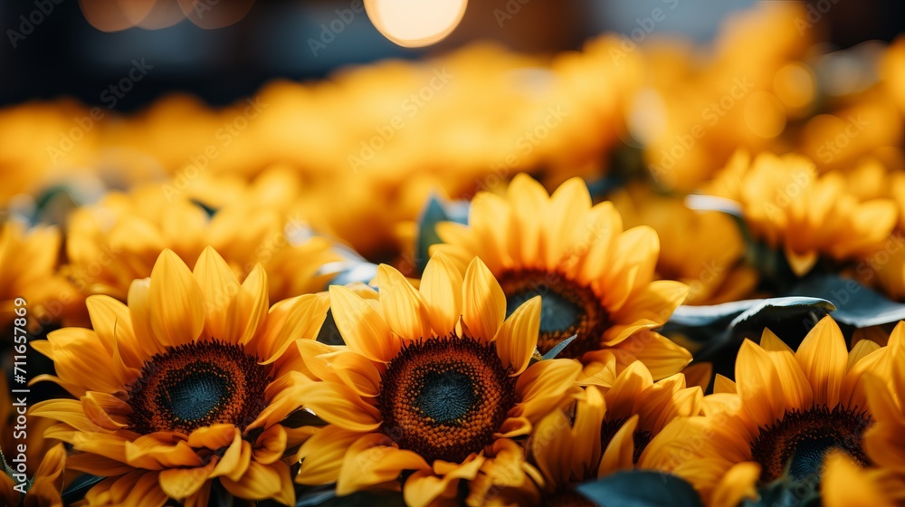 Poster sunflower dreams vibrant bokeh background with contrasting colors and a narrative effect