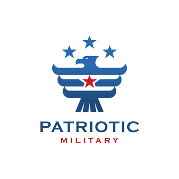 American eagle logo icon design with star element symbol for patriotic army united logo symbol
