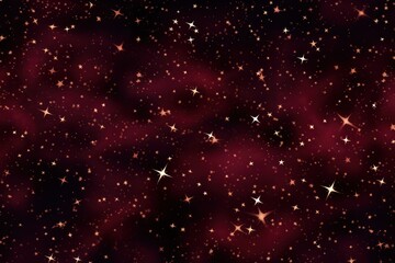 Burgundy magic starry night. Seamless vector pattern with stars texture marble