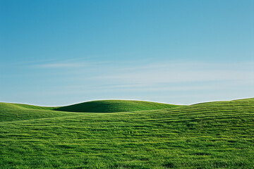 Obraz premium Rolling green hills under a clear blue sky