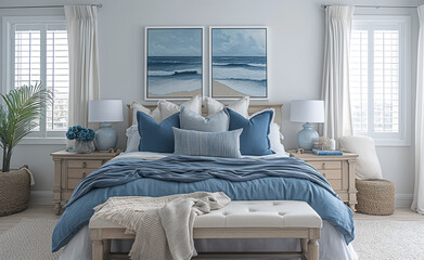 bedroom interior design Coastal StyleGenerative AI