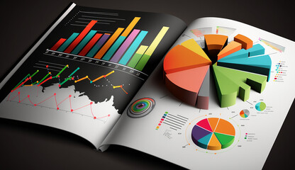 Business report. Graphs and charts. Business reports concept, Ai generated image - obrazy, fototapety, plakaty
