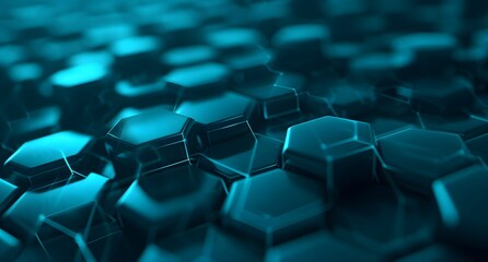 Fototapeta premium Abstract Blue Background with Hexagons - Dark Teal and Light Blue, Labcore Style