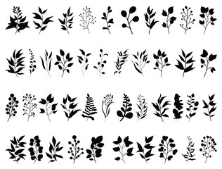 Flowers silhouette vector art white background