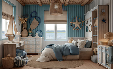 kid room interior design Coastal Style Generative AI