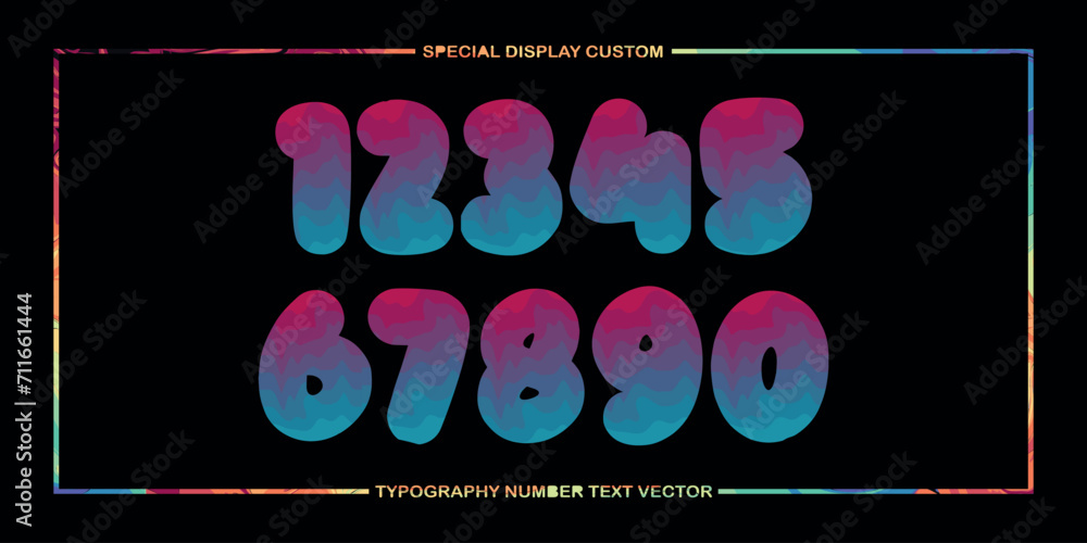 Aufkleber assorted digital custom vector numbers. minimum. color gradation. dark. banner network. 3d effect. d