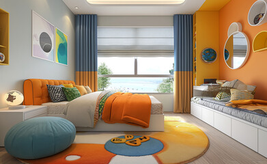 kid room interior design Modern Style Generative AI
