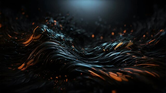Black ink ocean waves illustration. seamless looping 4k video animation background.