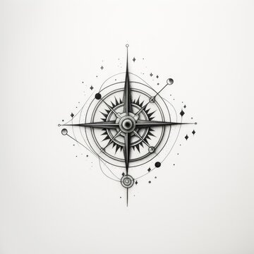 Compass tattoo design. Generative AI