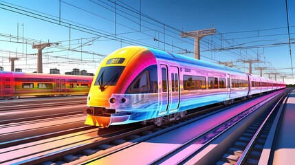 Fototapeta premium modern rail transport - train, transport, commuter, metro, transit, public, urban, transportation