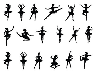 Kids ballerina silhouette vector art white background