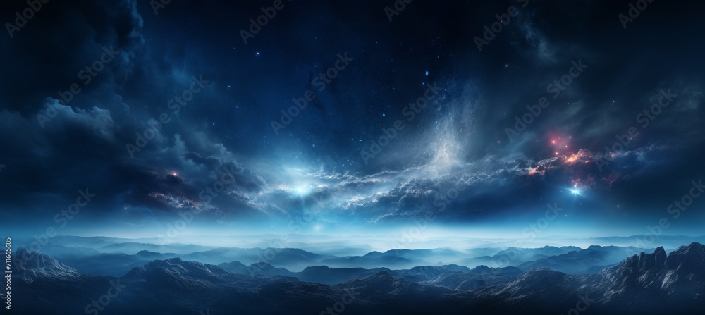 Poster stunning 360 degree equirectangular projection of space background with nebula and stars